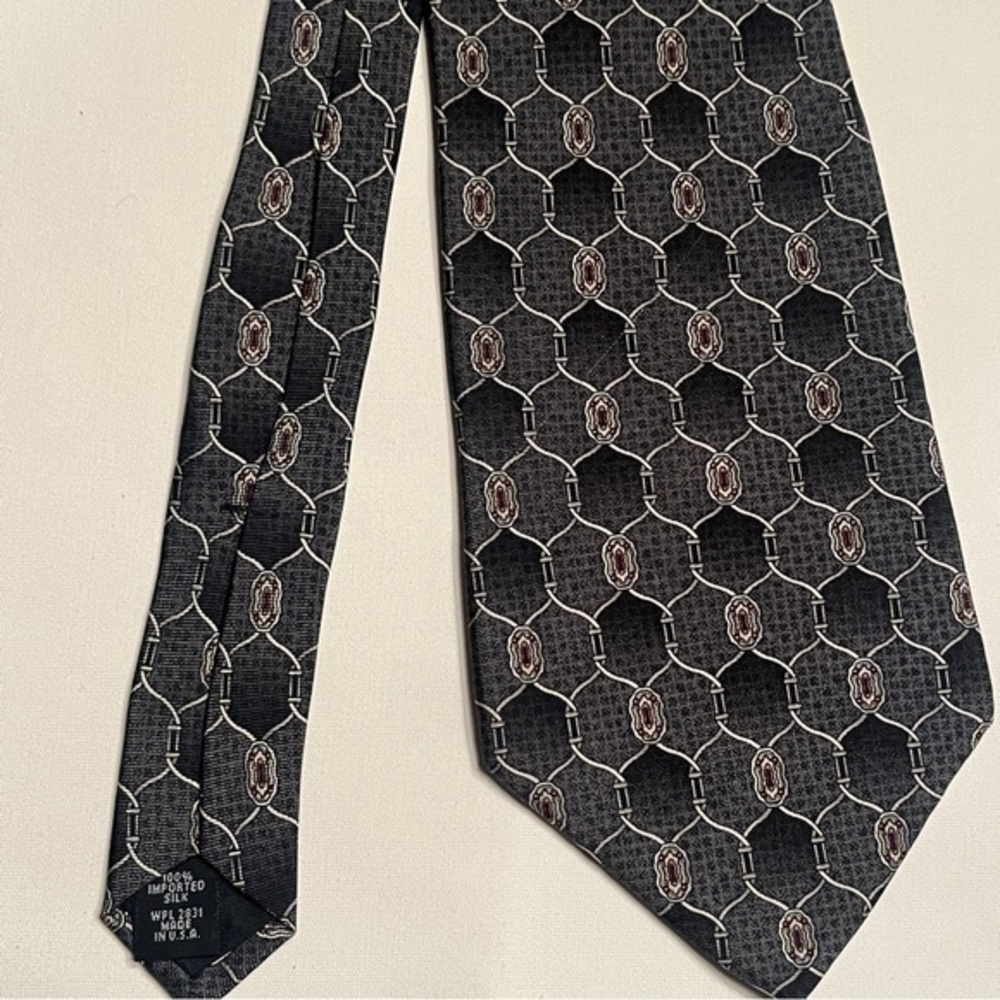 Men's Arrow Silk Black Grey Off White Brown Tie Four Inch